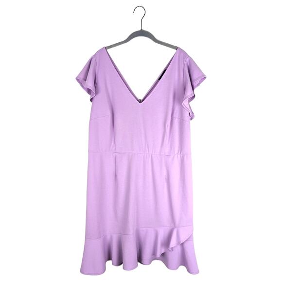 AQUA CURVE Lilac Flutter Sleeve Flounce Hem Mini Dress Size 2X NWT - Picture 2 of 8